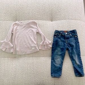 7 for all mankind toddler girls shirt and Jean bundle! Size 24 months!